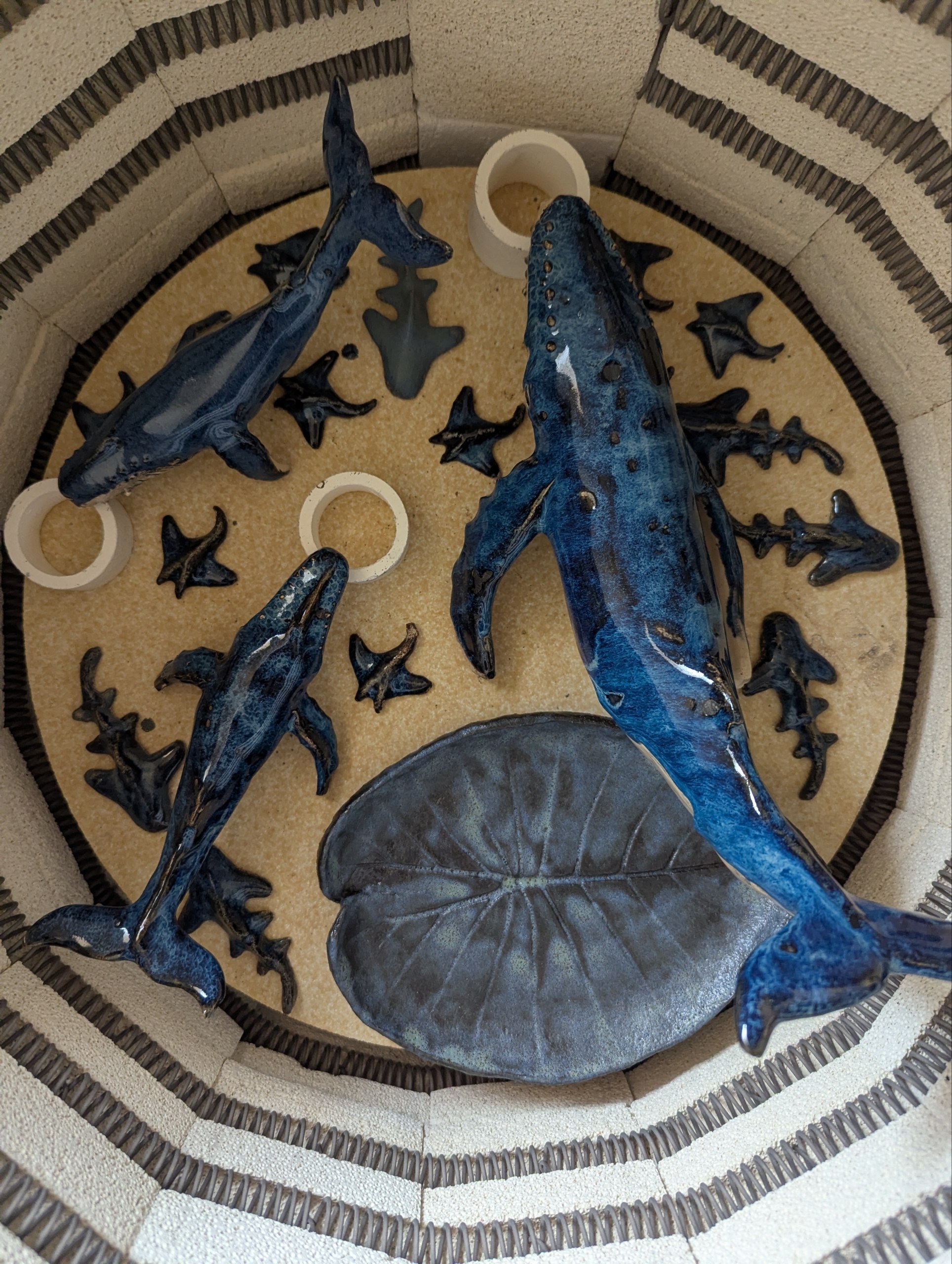 Our ceramic workshop kiln with whales inside