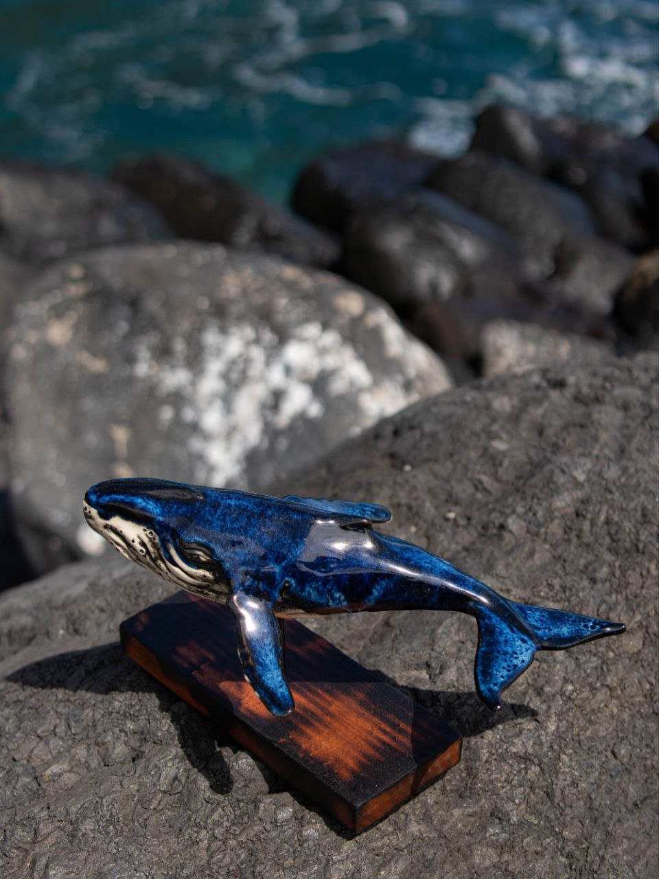Cobalt Blue Whale — Wooden Base — photo 2