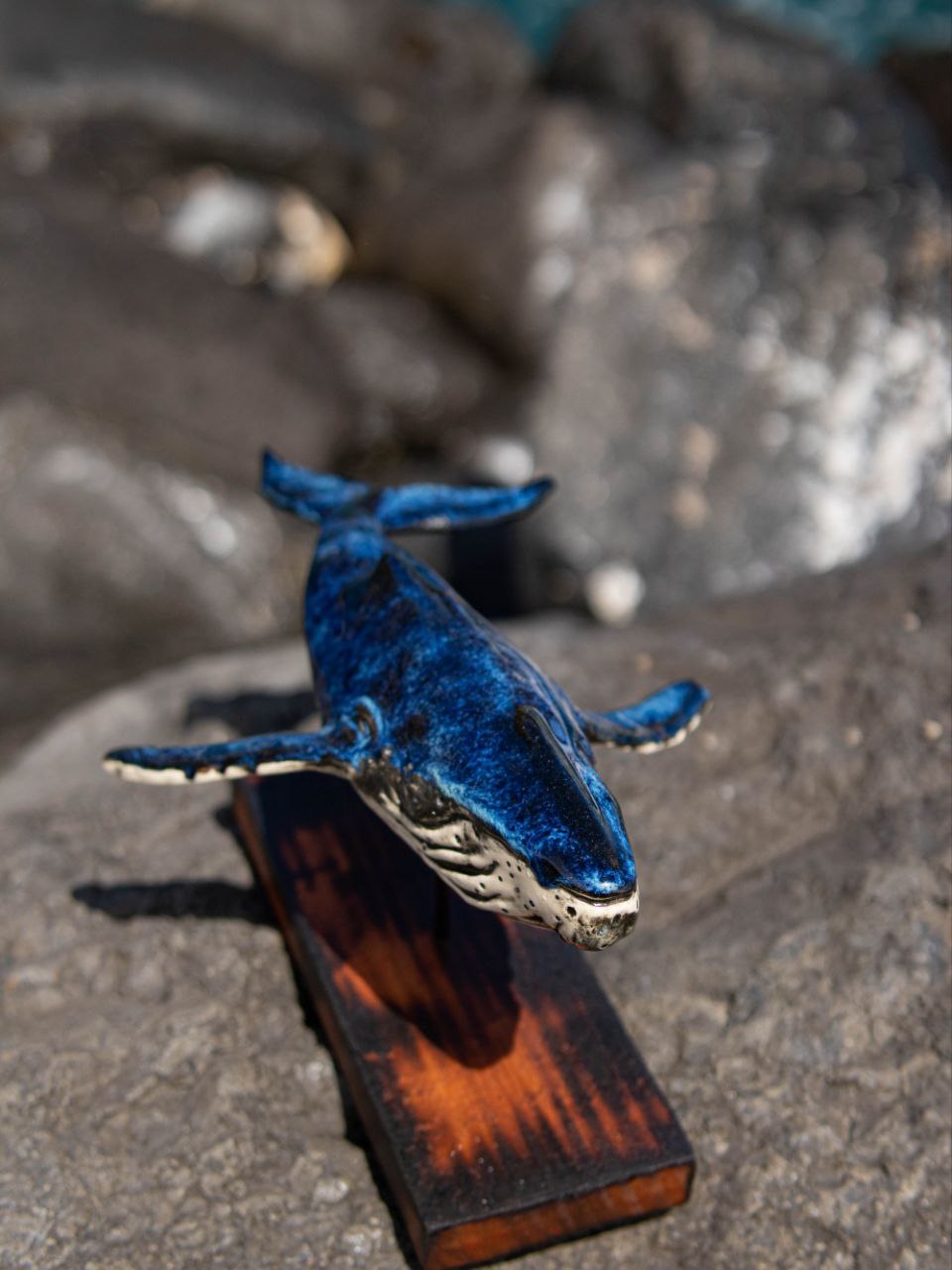 Cobalt Blue Whale — Wooden Base — photo 3